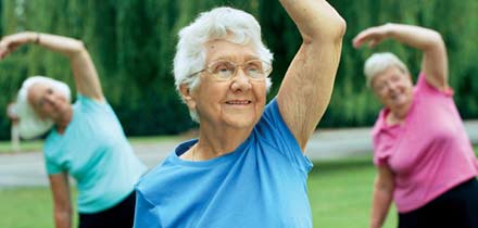 old women slowly exercising as a way to show out of context smart goals 